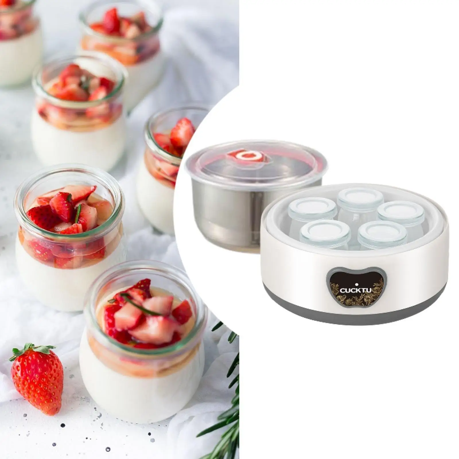 Yogurt Maker Small 1.2L Portable DIY Yogurt Tools Stainless Steel Automatic Machine for Restaurant Cafe Kitchen Home DIY