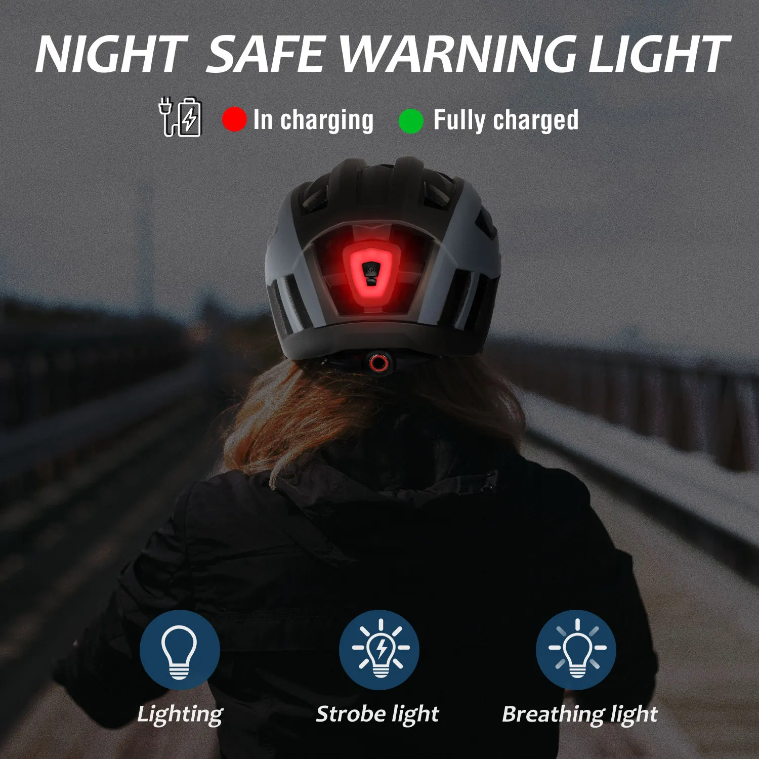 Casco Bicicleta para Hombre y Mujer, Cascos integrales ligeros para adultos  Bicicleta, Cascos ajustables para bicicletas de montaña y carretera con luz  de bicicleta recargable por USB + gafas (Rojo) : .com.mx