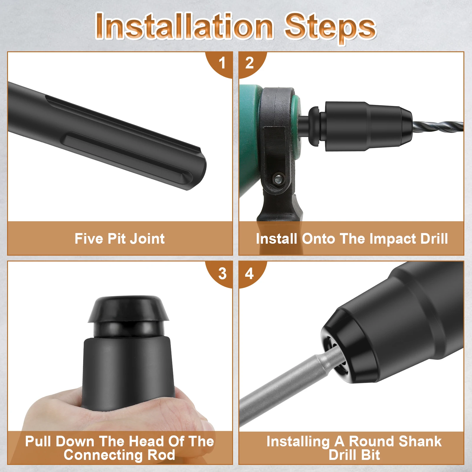 Adaptateur De Foret à Percussion, Joint De Conversion De Marteau électrique, Jeu D'outils, Tournevis, Tige D'extension Hexagonale à Tête Carrée 3 Pièces
