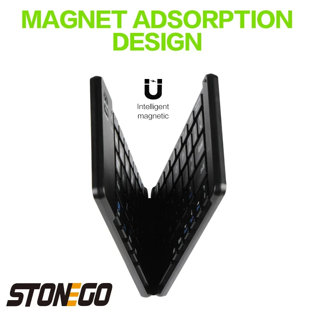 STONEGO Foldable Bluetooth Keyboard Portable Wireless Keyboards with Rechargeable Ultra Slim Folding BT Silent Key Board