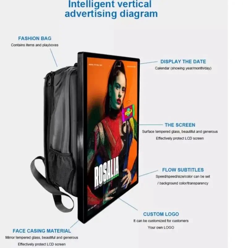 Portable 21.5' Outdoor Advertising Backpack Billboard 32GB Touch Screen LCD Multi-Media Player for Events And Promotions