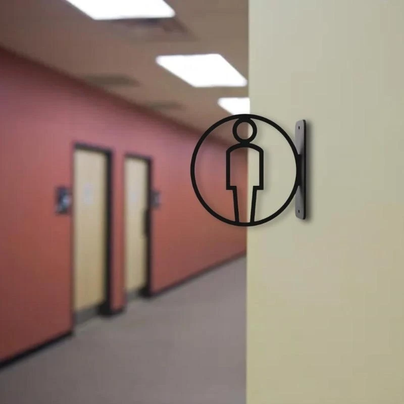 Modern Acrylic Bathroom Sign Elegant Office Restroom Marker Easy To Install Washroom Symbol Signage for Public Space