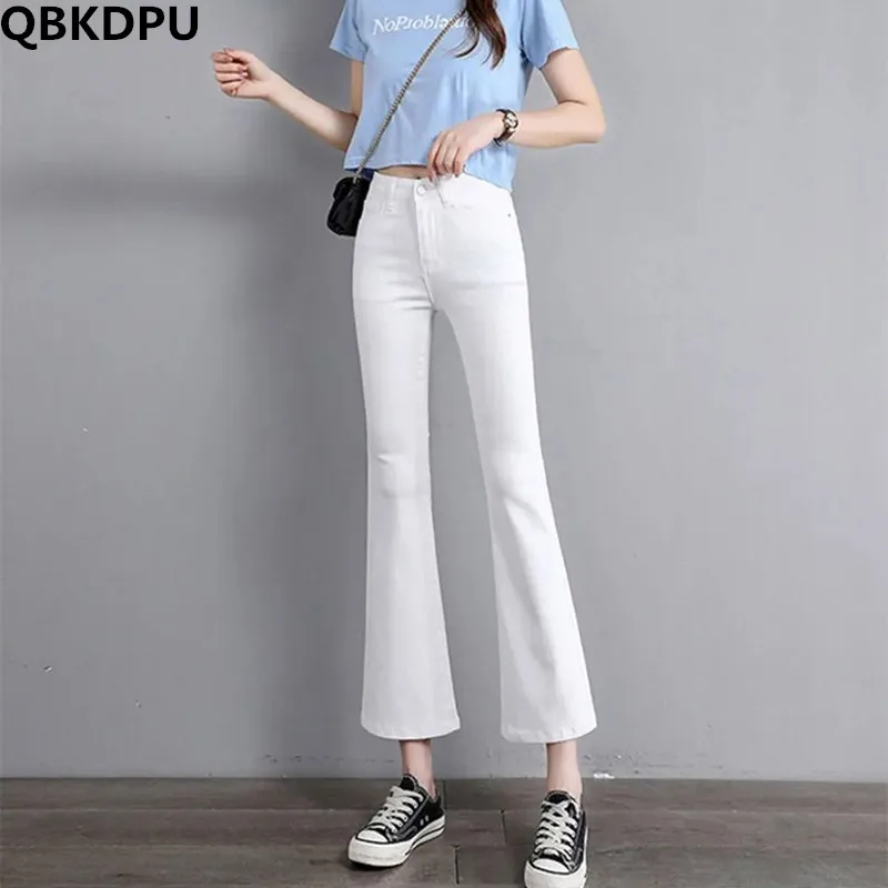 

High Waist Women Flare Skinny Jeans Korean Trend Elegant Causal Streetwear Stretch Denin Pants Spring Slim Vaqueros New 2023