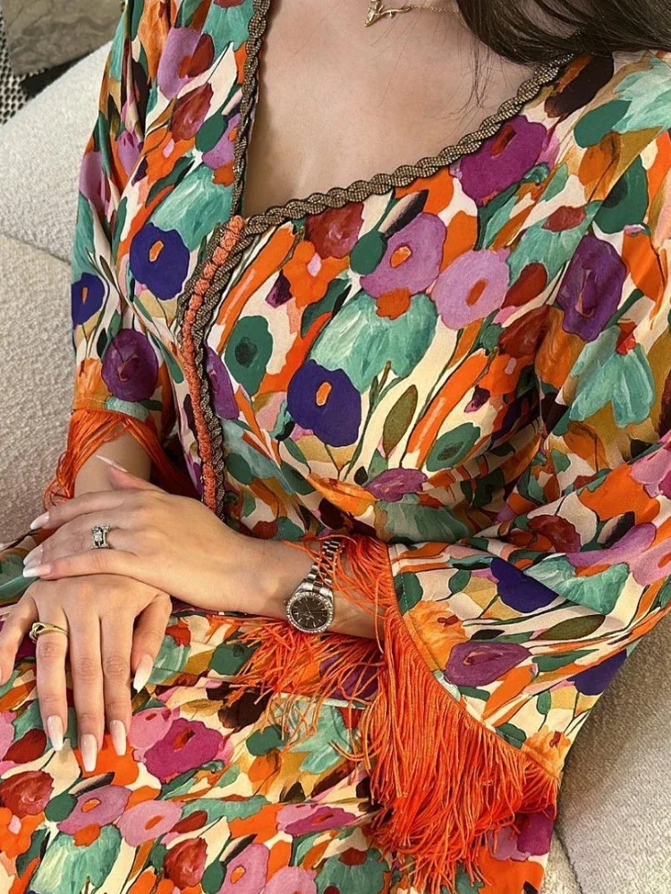 Eid Muslim Abayas for Women Modest Two Pieces Dresses Islam Vestidos Arab Long Robe Jalabiya Ramadan Morocco Dubai Kaftan main image 1