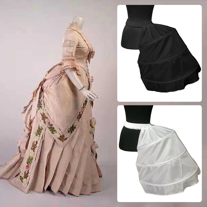 BLESSUME Victorian Double Pannier Petticoat Dress White 2