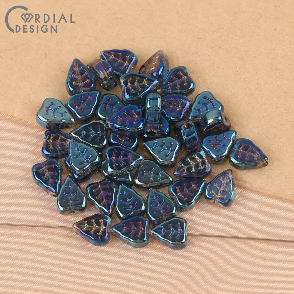 Cordial Design 8*10MM 500pcs Aurora Effect/Hand Made/Leaf Shape/Beads Making/DIY Glass Bead/Jewelry Findings & Components - cordial
