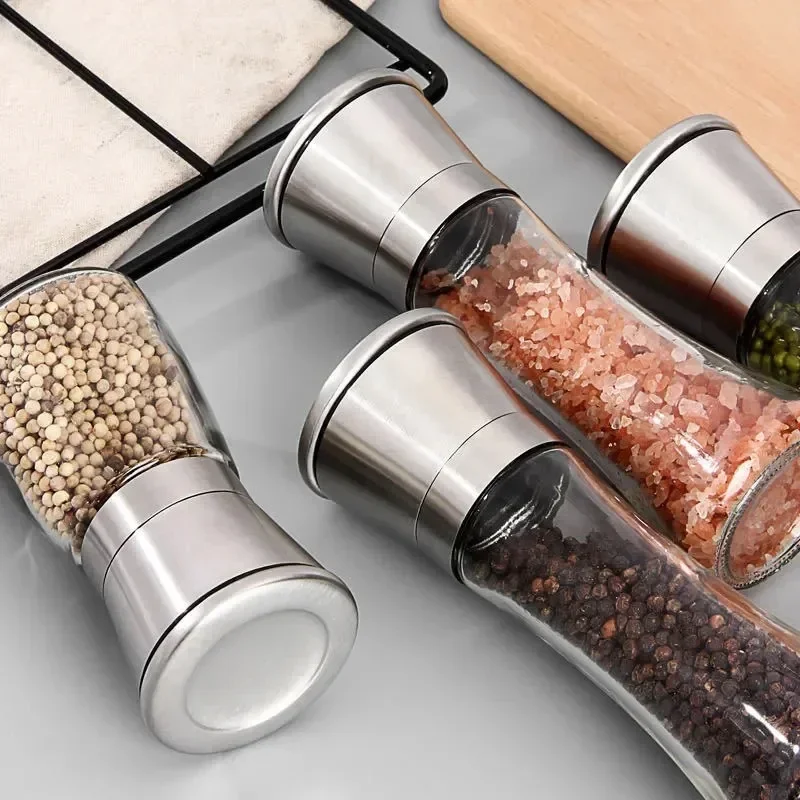 grinder stainless steel salt and pepper mill manual food herb grinders spice jar containers kitchen gadgets spice bottles glass 2 Grinder Stainless Steel Salt and Pepper Mill Manual Food Herb Grinders Spice Jar Containers Kitchen Gadgets Spice Bottles Glass 2
