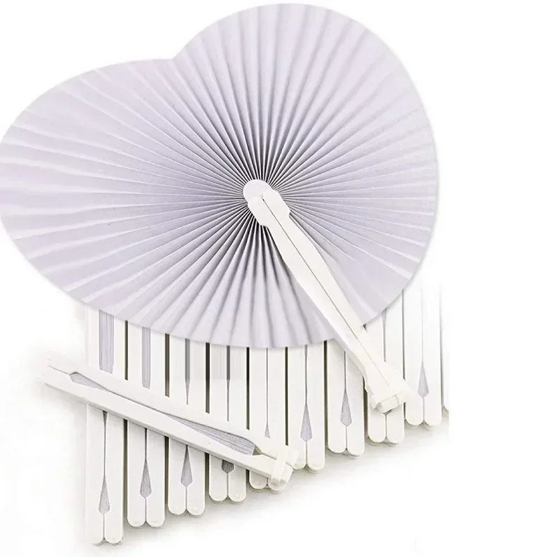 Paper Fan Custom Folding 15/20/30/110 Pieces Heart Shaped Plastic Handles for Weddings Souvenirs Parties