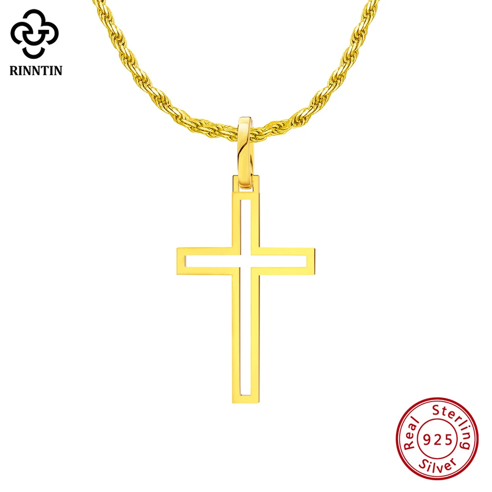 RIFINY コンビネーションネックレス Rinntin Silver 925 Cross Necklace Faith Pendant for Men 18K