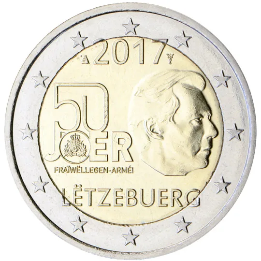 Lussemburgo 2017 Moneta Commemorativa 50 ° Anniversario Del Sistema Di Servizio Militare Facoltativo 2 Euro Unc