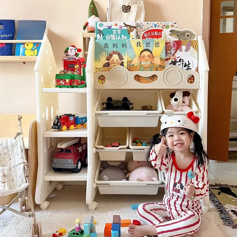 Living Room Open Bookcase Floor Type Trapezoid Kids Children Shelf Display Rack Multi-Layer Kitchen Mensola Organizer Furniture