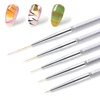 5Pcs/Set Nail Liner Brush Transparent Brush Holder Printing Drawing Vines Leaves Grids Lines Manicure Art Decoration Tools Kit 1