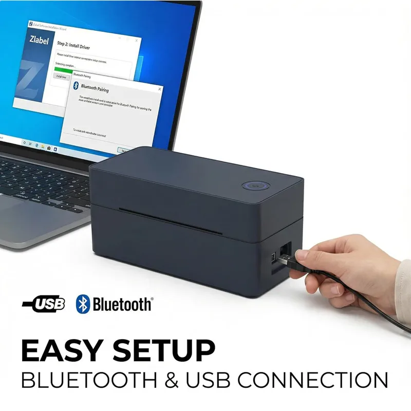 4x6 블루투스 배송 라벨 프린터, 배송 패키지용 무선 라벨 프린터, 아이폰, 안드로이드, 윈도우, 맥 호환