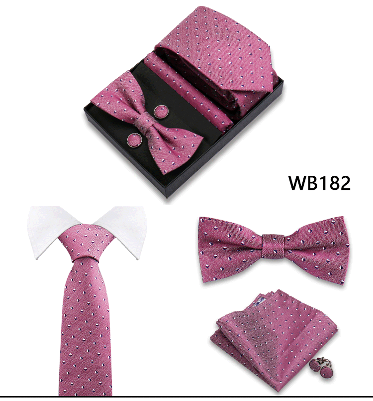 Herren-Krawatte in Geschenkbox, Fliege und Einstecktuch, Manschettenknöpfe-Set für Männer, Hochzeit, Business, formeller Anzug, individuelle Krawatte, Gravata-Geschenkset – Detail 22