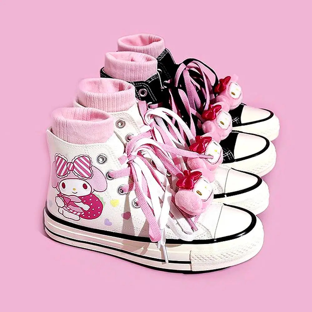 

Anime Kawaii Sanrioed Hellokittys Mymelody Ins Hand-Painted Canvas Shoes Female Graffiti Mandarin Ducks Hundred Students Gifts