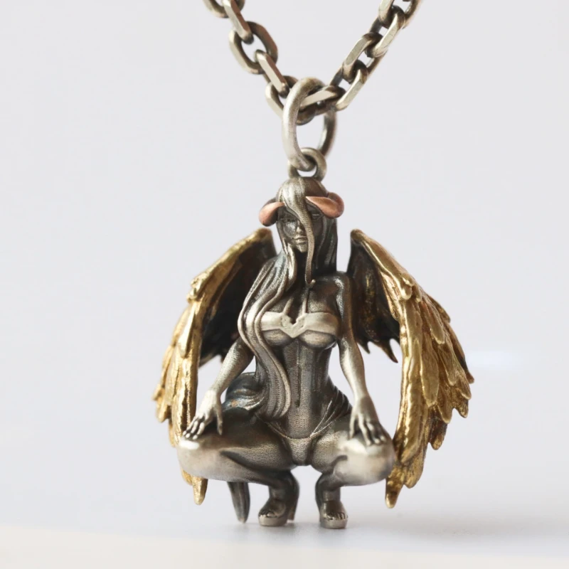 Personality Demon Angel Goddess Pendant Necklace Punk Devil Wings