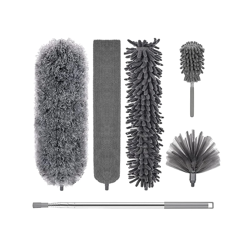 

Microfiber Duster With Bendable Head, Reusable Feather Duster With 30-100 Inches Extra Long Extension Pole,For Furniture