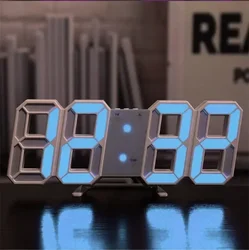 Luminous 3D LED Wall Clock with USB Plug - In - Stylish Multifunctional Home and Office Decor (White blue)