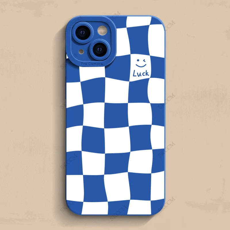 Matte White Grid Shockproof Fashion Phone Case - Stylish Back Cover