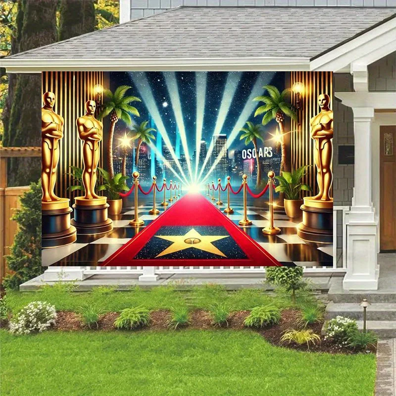 Einteilig, Oscar-Auszeichnung auf dem roten Teppich, Partybanner, Jubiläumsbanner, dekorativer Hintergrund für Geburtstagsfeiern, Urlaubsparty – Detail 6