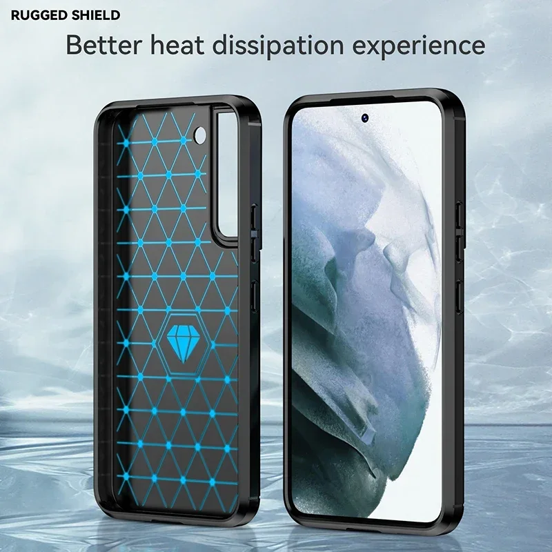 삼성 S22 충격 방지 케이스 커버 삼성 갤럭시 S21 FE S22 Plus 5G 커버 용 유연한 TPU 실리콘 브러시 케이스