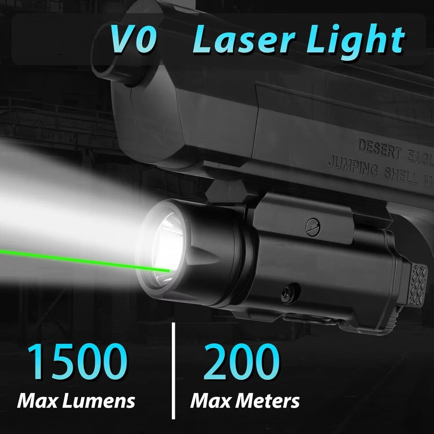 Richfire Tactical Flashlight Green Beam and White LED Combo 1500LM with Magnetic Charging Weaponlight for 20mm Rail Mounted