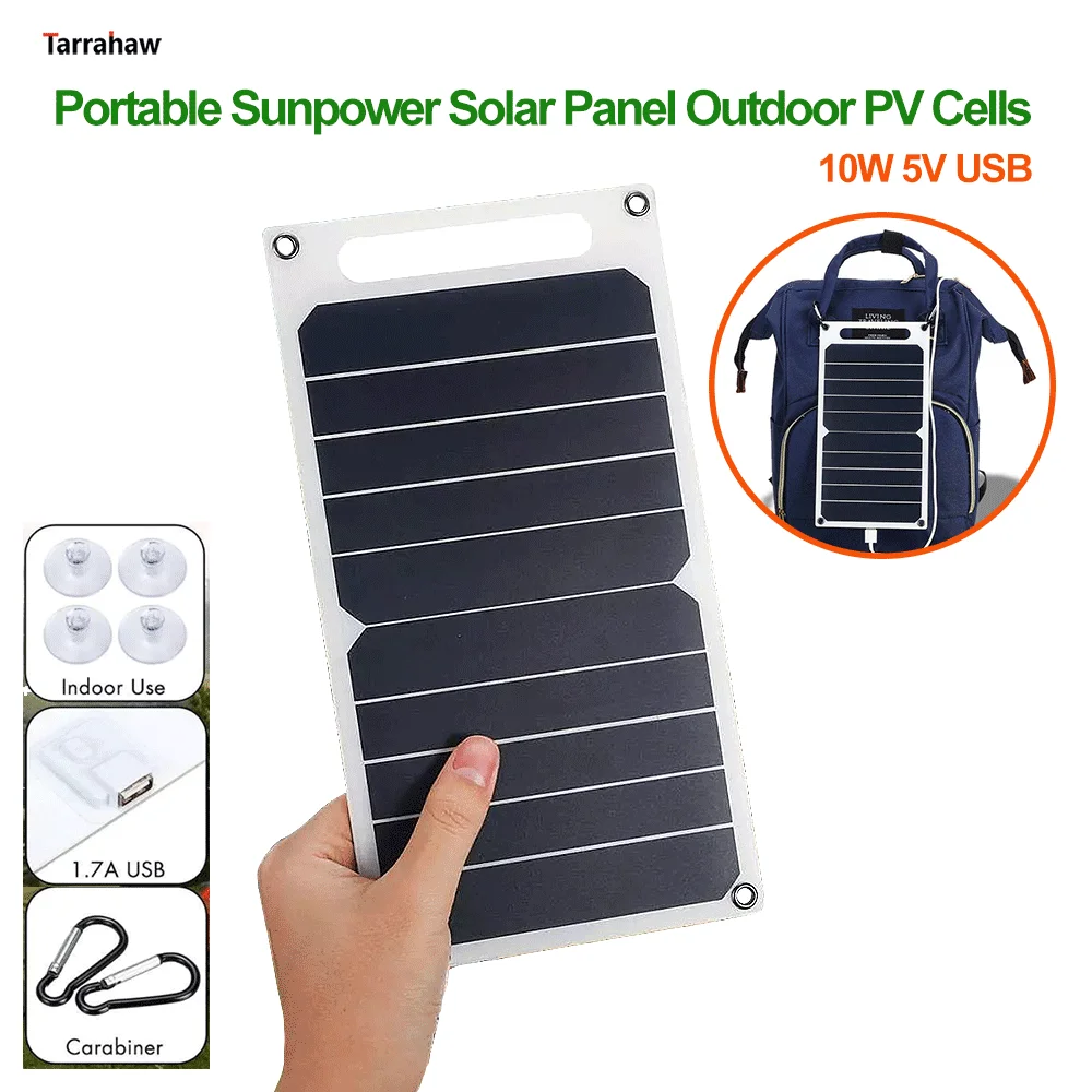 Portatile Sunpower 10W Usb Pannello Solare Esterno Celle Fotovoltaiche Zaino Monitor Del Telefono Cellulare Tenda Piastra Fotovoltaica Caricatore Dell