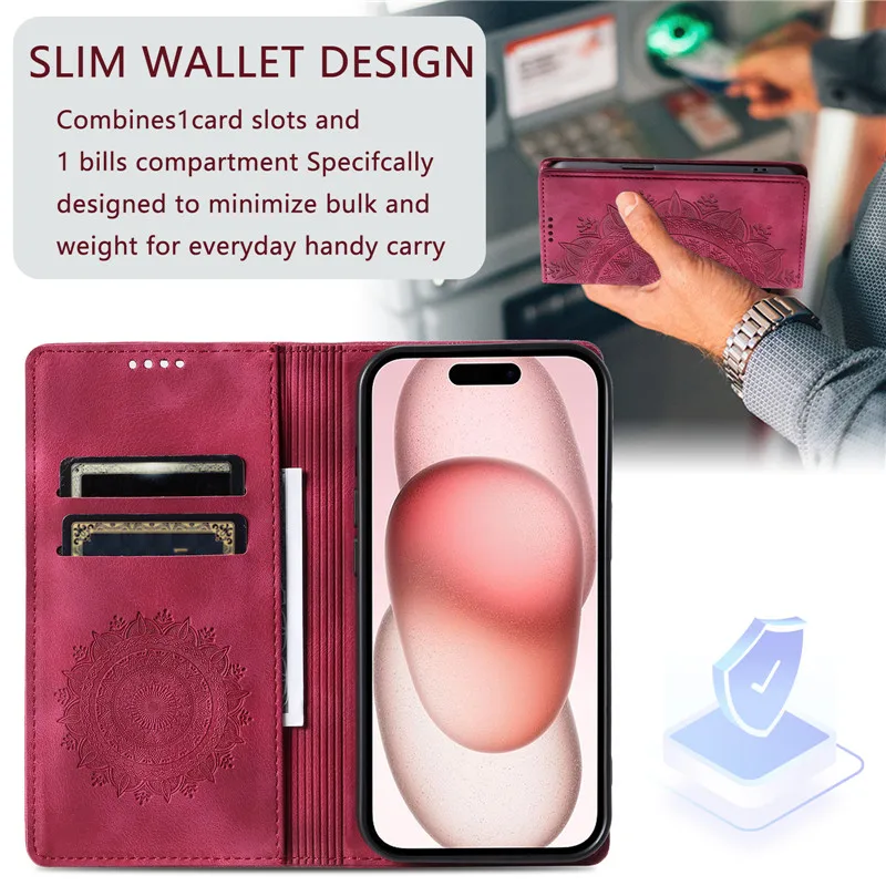 Luxurious Leather Flip Cover Wallet with Totem Design