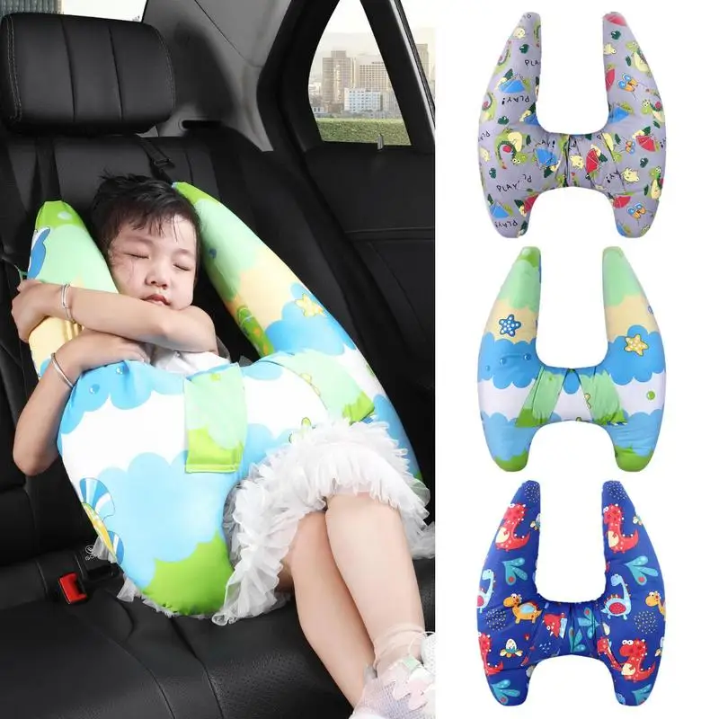 

kid travel pillow car Super Soft Cartoon Car Pillow Comfort Fun for Kids Travel Sleep Headrest with Buckle for Cars & SUVs