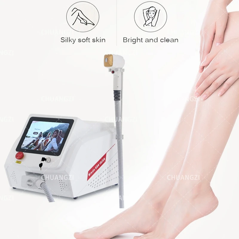 

New Ice Titanium Epilator Diode La-ser Painless 3 Wavelength Permanent High Power Hair Removal Machine Whole Body 755 808 1064nm