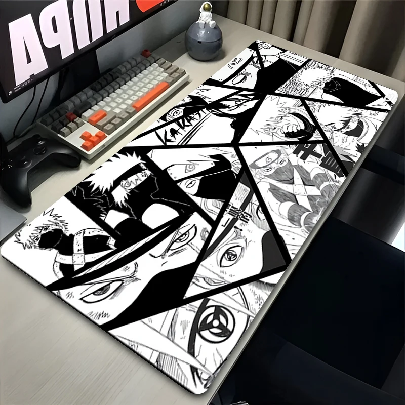 Japan Hot Anime Mouse Pad Laptop Black And White Manga Keyboard Rug PC N-narutoS Cool K-kakashi Gaming Mousepad Hatake Desk Mat 5