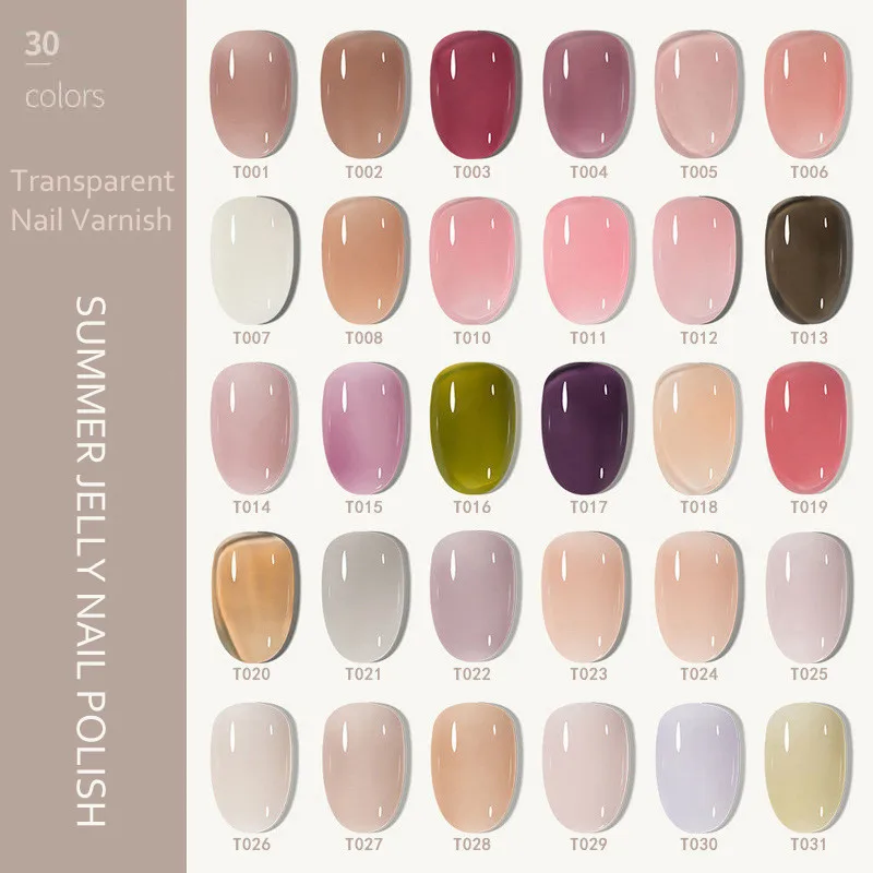 

2022 NEW 8ml Summer Transparent Jelly Gel Nail Polish Pink Gel Semi Permanent Polish Top Coat Soak Off UV Gel Art Nail Varnish