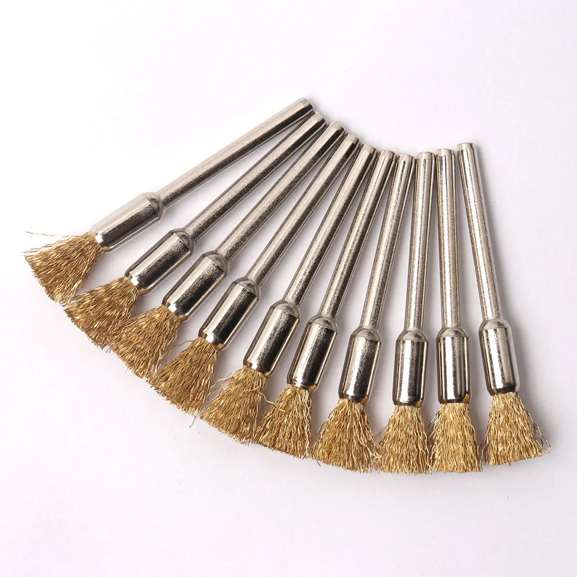 20Pcs Brass Wire Polishing Brush 3.0mm Shank Wire Brush Rust Removal Polishing for Dremel Rotary Tool