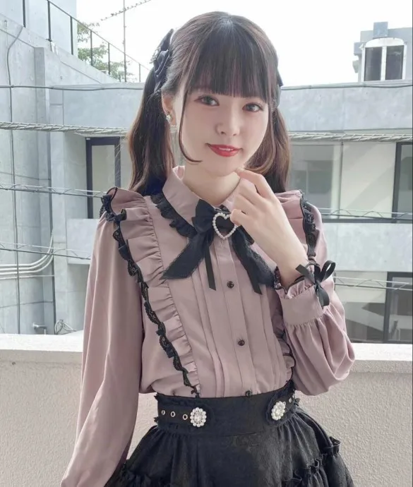 

Lace Shirt Lolita Japanese Style Tops Long Sleeve Rojita Sweet Girls New Peter Pan Collar Bow Underwear Blouse Camisas De Mujer