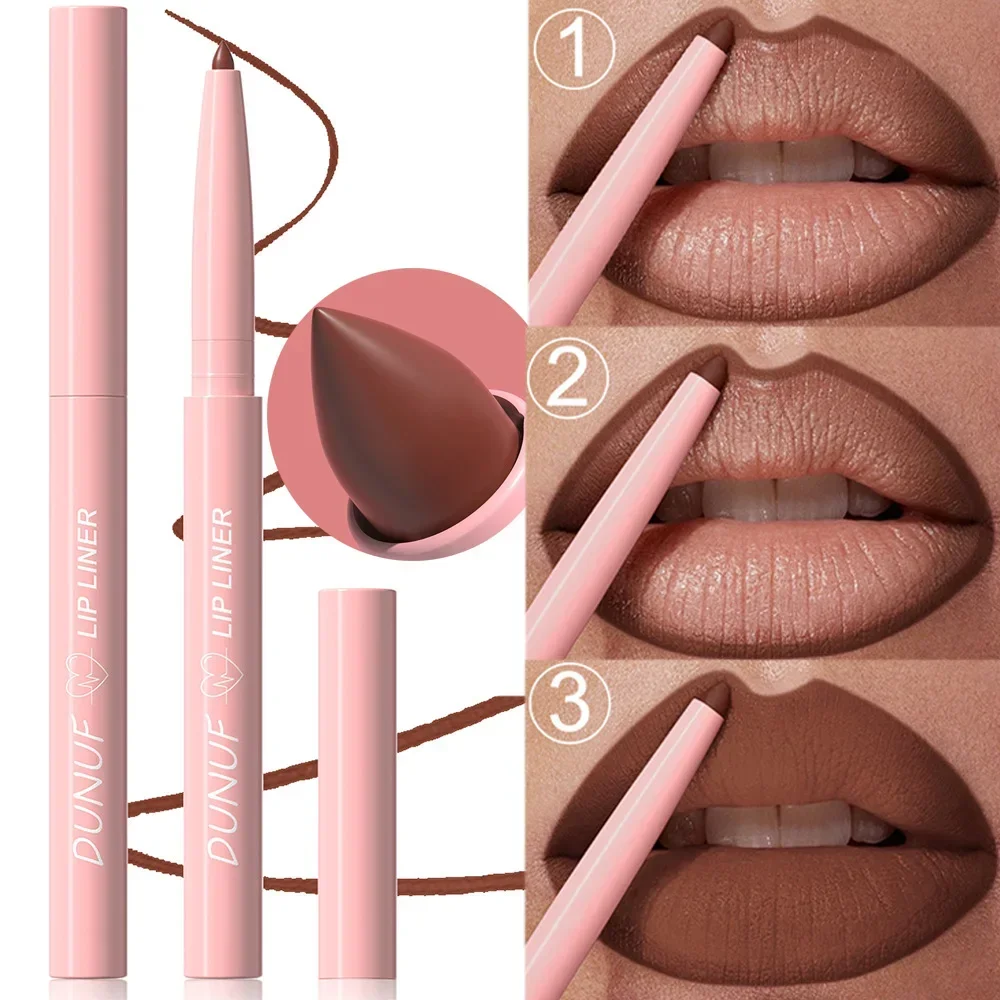 Lip Liner Pencil 12 Color Waterproof Smooth Easy To Color Velvet Matte Nude Brown Lip Contour Sculpt