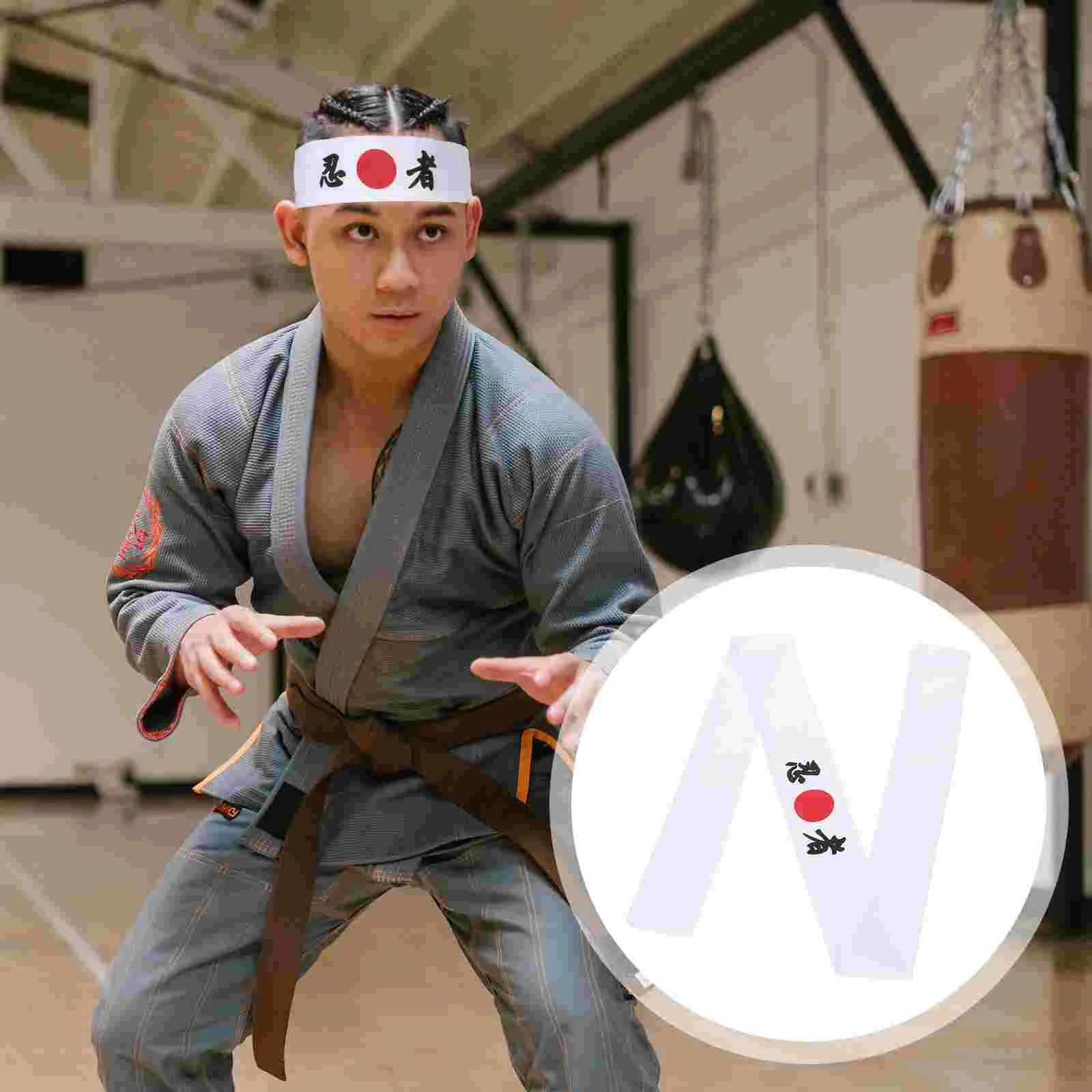 Headgear Ninja Print Headband Sushi Chef Handkerchief Japanese Men White Karate Fitness 6