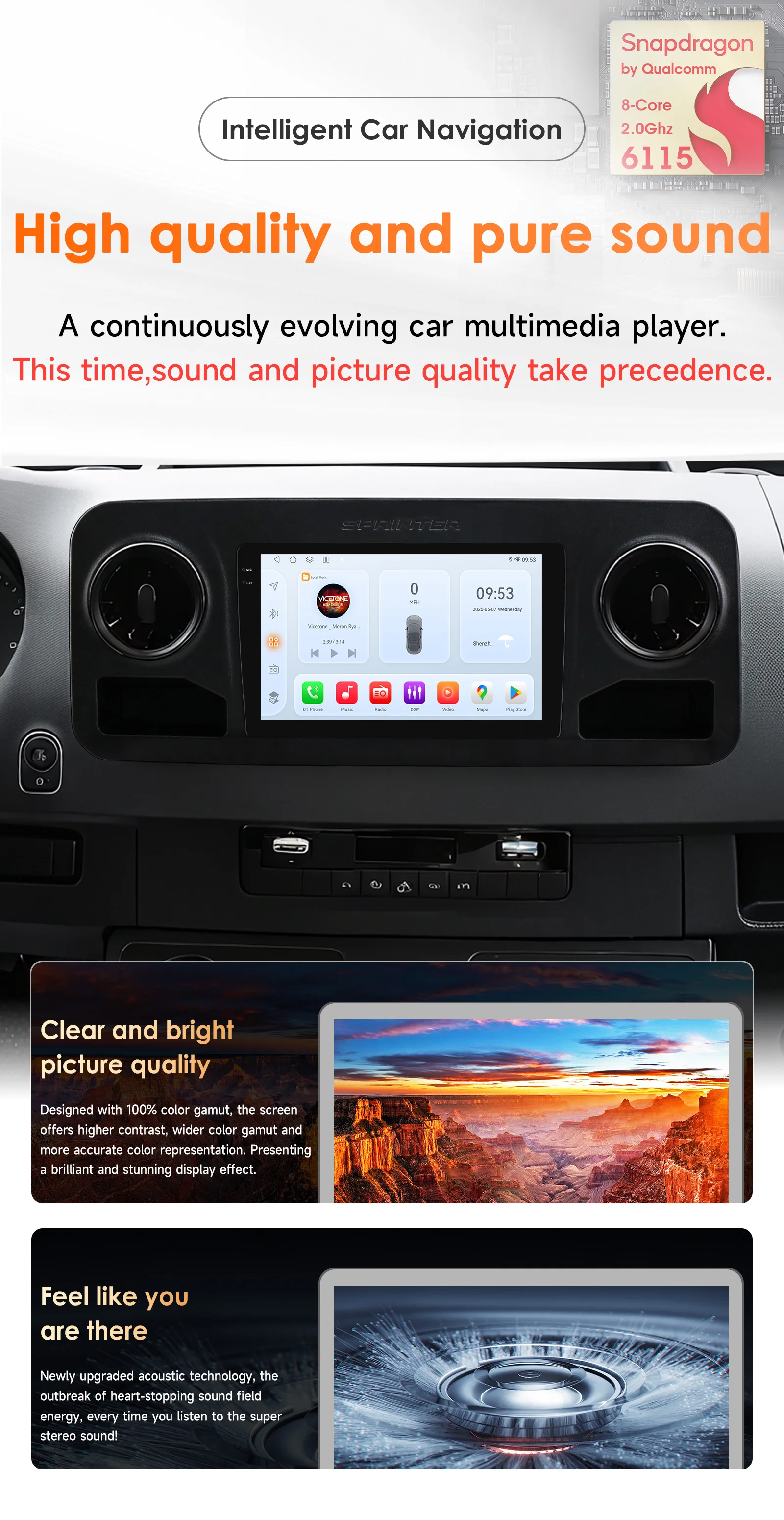 360-Grad-Kamera Android 14 Autoradio für Benz Sprinter 2018-2022 Auto-Multimedia-Player CarPlay Android Auto GPS Stereo 6115 – Detail 2