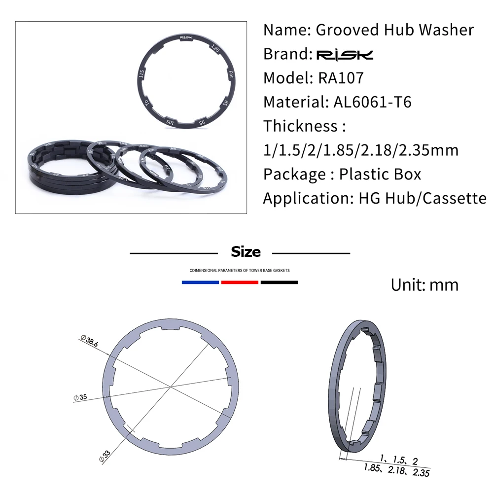 10 Speed Cassette Bike Cassette Spacer Washers Multiple Sizes