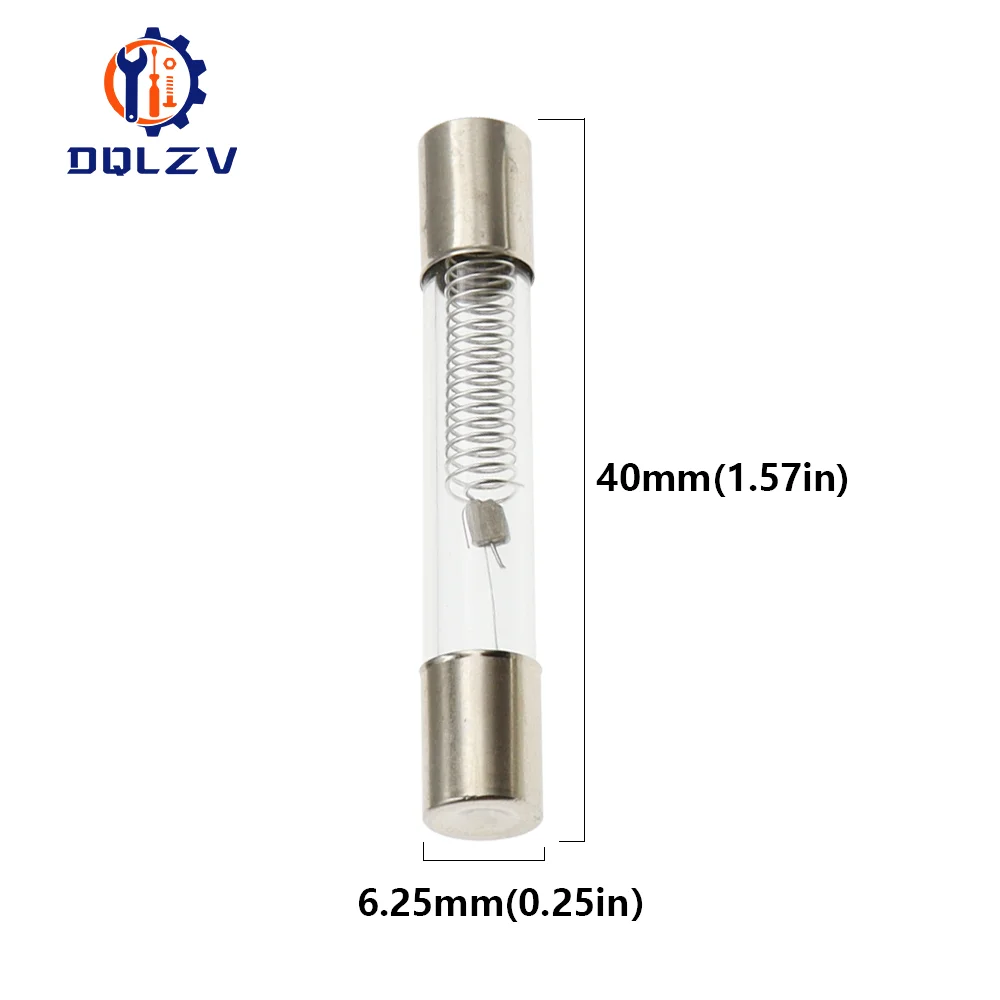 High-Voltage Glass Tube Microwave Oven Fuse, 5KV, 6x40mm, Assorted Amp Ratings