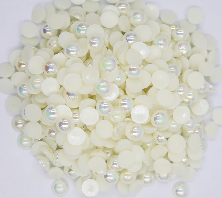 

Bulk Package 2-12mm Jelly Pearl White AB Color Flat back ABS round Half Pearl beads, imitation plastic half pearl beads