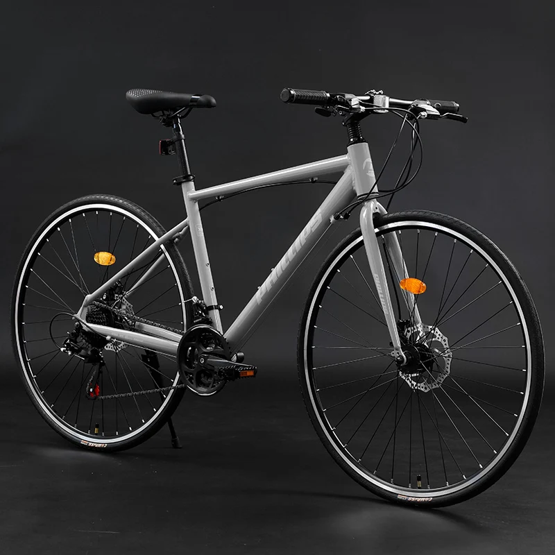 700C Bici Da Strada In Lega Di Alluminio Bici Da Corsa Su Strada Manubrio Dritto 21 Velocità Studente Adulto Freno A Disco Gravel Bike