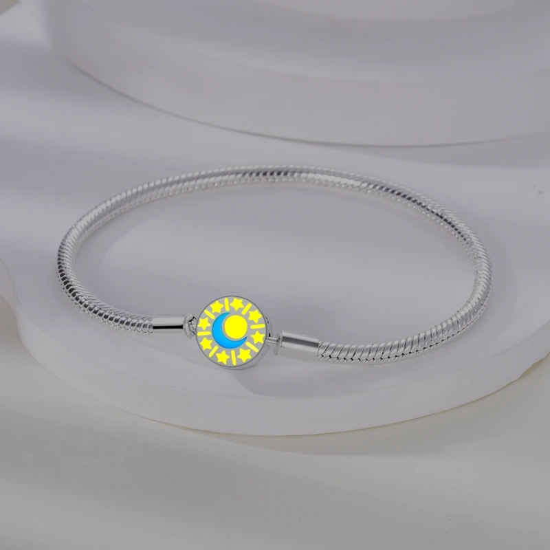 925er Sterlingsilber, Regenbogen-Leder, Schleife, Herz, Sternenhimmel, Schlangenknochenkette, geeignet für Original-Perlen, DIY-Geschenk, exquisit – Detail 27