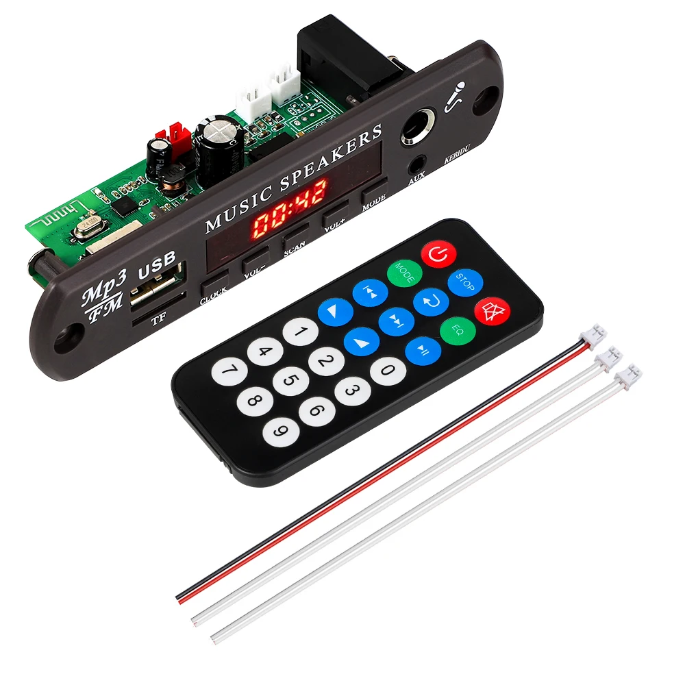 KEBIDU MP3 WMA Decoder Board Bluetooth 5.3 Wireless Car Audio Microphone USB TF Radio DIY MP3 Music Player with Remote Control