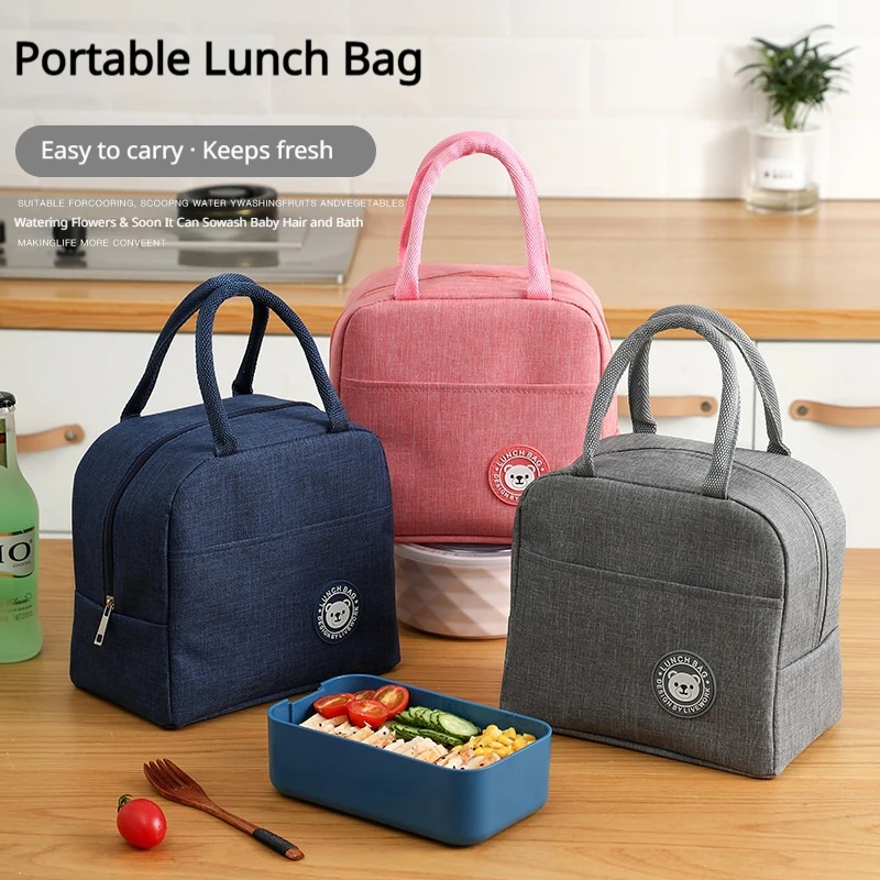 Spacious Waterproof and Oil-Resistant Tote with Insulated Lunch Bag