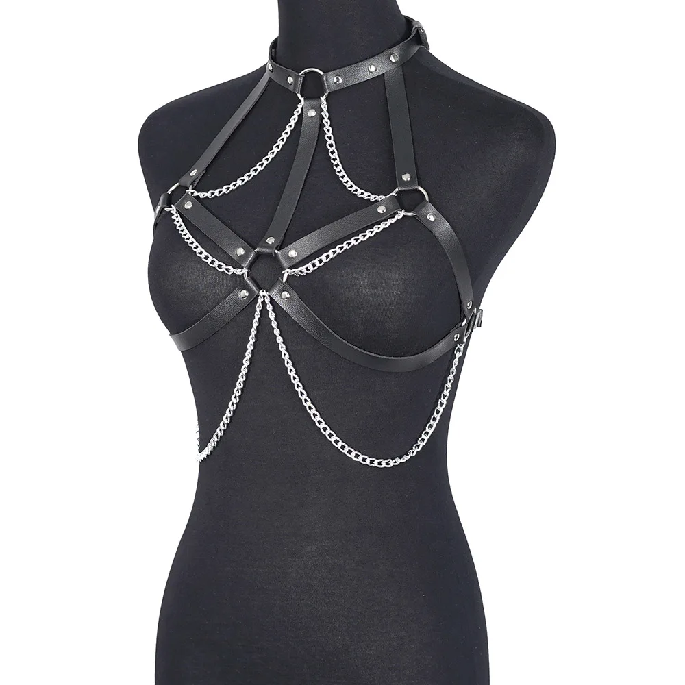 Women's Sexy Leather Body Chain Harness Belt