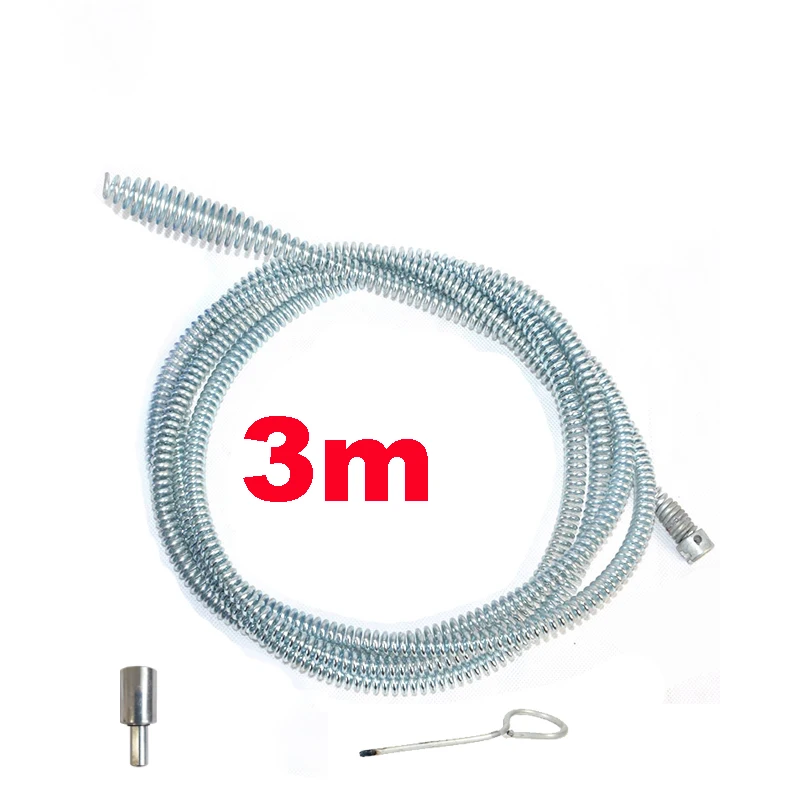 1.5/2/3/4.5/6M * 12Mm Keuken Wc Badkamer Elektrische Boor Riool Baggeren Voorjaar Wastafel Cleaner Tool Lente met Connector