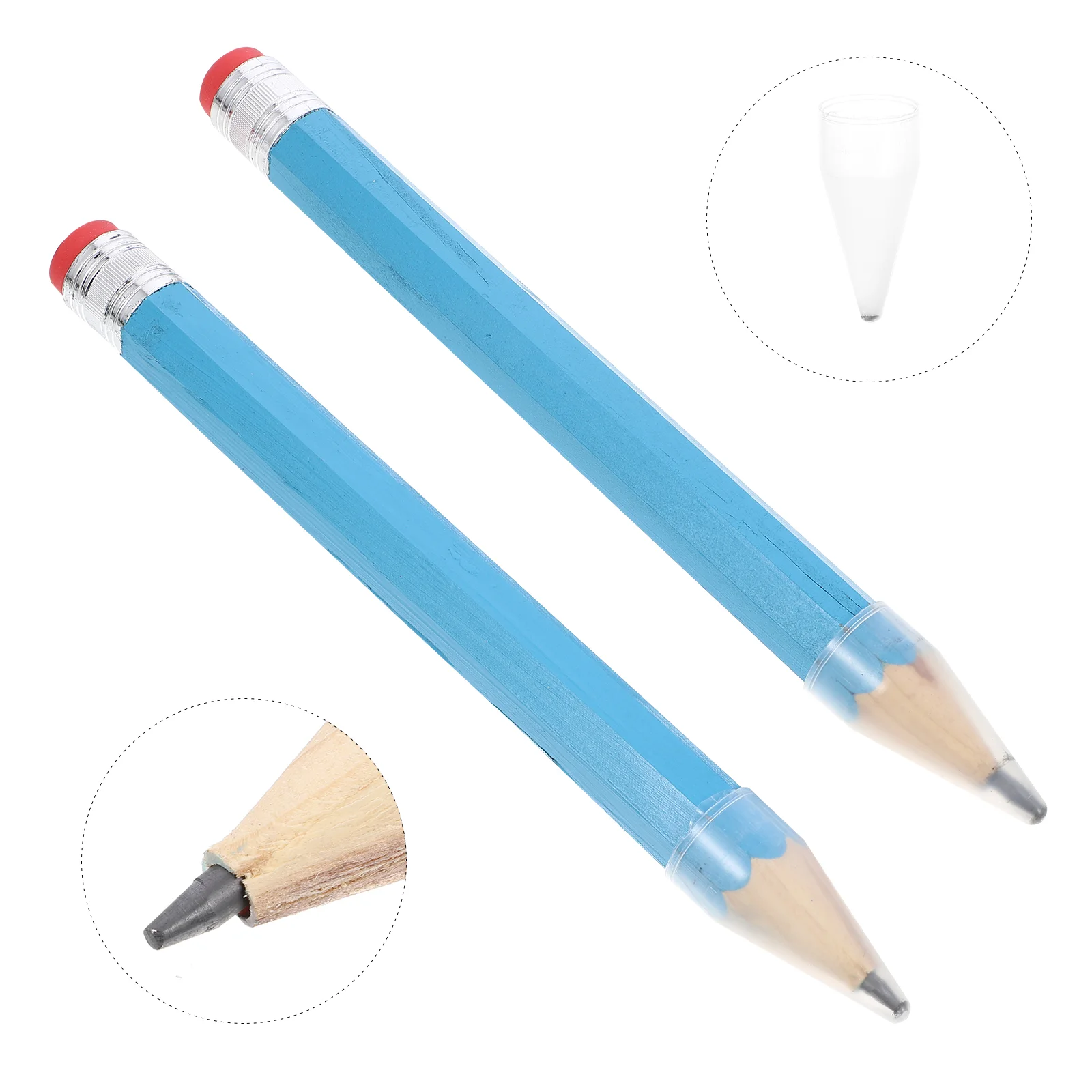 

2 Pcs Pencil with Eraser Large Wooden Straw Writing Child Short Jumbo Pencils