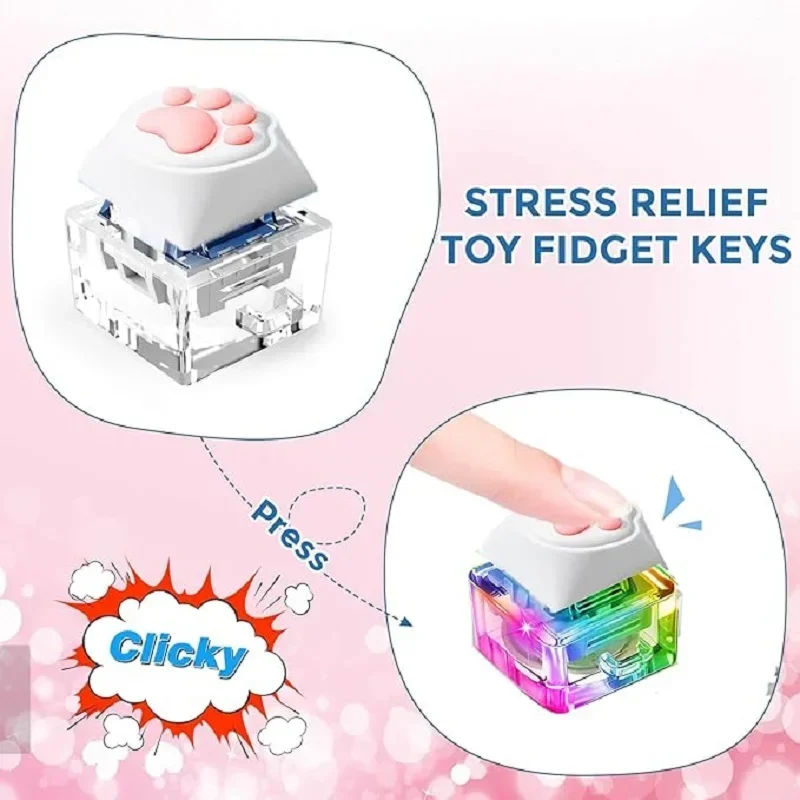 Keyboard Key Toy Stress Relief Fidget Button Keycap Clicker Keychain Finger fidget toy,sensory fidget toy,anti stress toy,keychains key rings