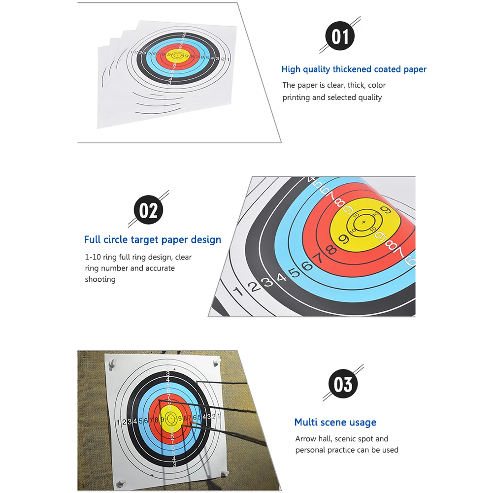 Paper Shooting Range Targets Bullseye Archery Practice Training Bow Arrow Darts Papers Hunting Shoot Accessories 10/50Pc