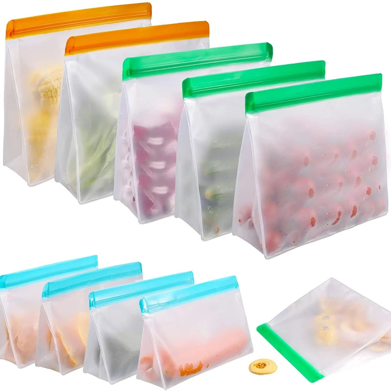 

Food Storage Silicone Bag PEVA Ziplock Bag For Food Storage Plastic Reusable Freezer Fresh-keeping Kitchen Organizer And Storage